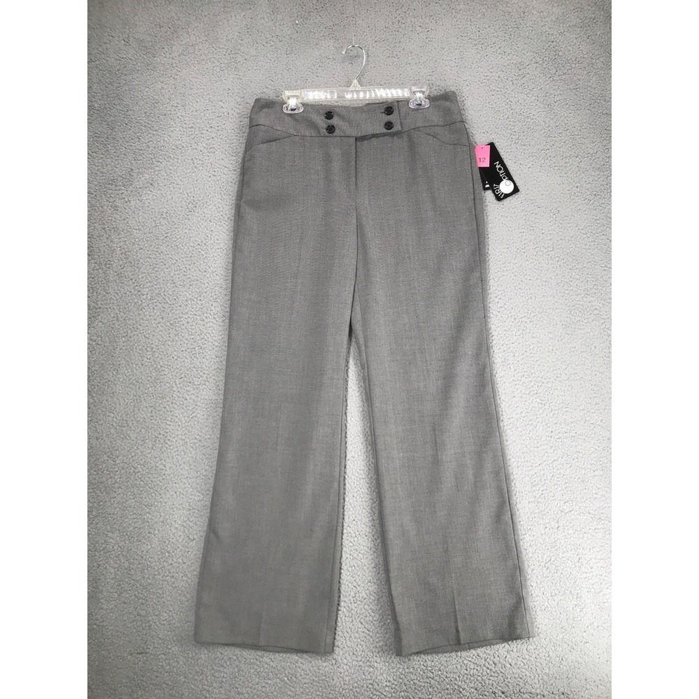 First Option Career Pants Size 12 Loose Leg Mid Rise Stretch Gray NWT